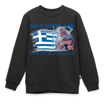 Griechenland wo Zeus und ich Urlaub machen - Kinder Premium Organic Sweatshirt - Schwarz - Vorne - AI Model Kid Female (0cm)
