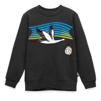 Oiseau cigogne - Sweat Premium enfant bio - noir - Devant - AI Model Kid Female (0cm)