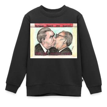 The Kiss Der sozialistische Bruderkuss - Kinder Premium Organic Sweatshirt - Schwarz - Vorne - AI Model Kid Female (0cm)