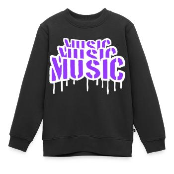 Musique Graffiti Spray Stamp Musique Dire Gouttes - Sweat Premium enfant bio - noir - Devant - AI Model Kid Female (0cm)