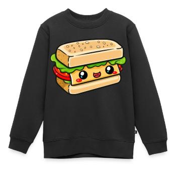 Sandwich avec visage - Sweat Premium enfant bio - noir - Devant - AI Model Kid Female (0cm)