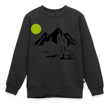Loup Pleine Lune - Sweat Premium enfant bio - noir - Devant - AI Model Kid Female (0cm)