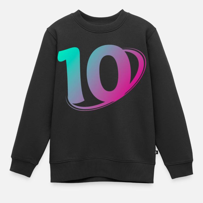 Numéro 10 multicolore - Sweat Premium enfant bio - noir
