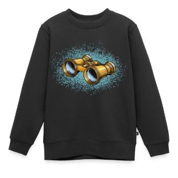 Das antike goldene Fernglas in Retro Design. - Kinder Premium Organic Sweatshirt - Schwarz - Vorne - AI Model Kid Female (0cm)