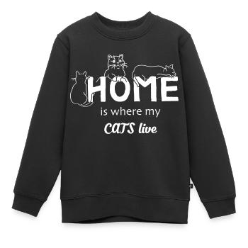 Katzen Zuhause - Kinder Premium Organic Sweatshirt - Schwarz - Vorne - AI Model Kid Female (0cm)