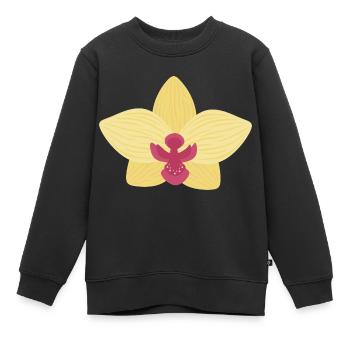Orchidée jaune - Sweat Premium enfant bio - noir - Devant - AI Model Kid Female (0cm)