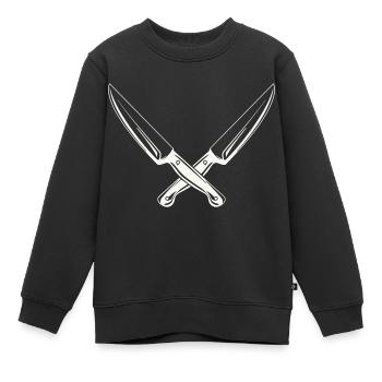 messer 2 - Kinder Premium Organic Sweatshirt - Schwarz - Vorne - AI Model Kid Female (0cm)