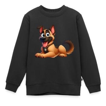 German Shepherd - Kids Premium Organic Sweatshirt - black - Front - AI Model Kid Female (0cm)
