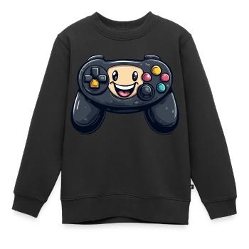 Manette amusante pour les joueurs - Sweat Premium enfant bio - noir - Devant - AI Model Kid Female (0cm)