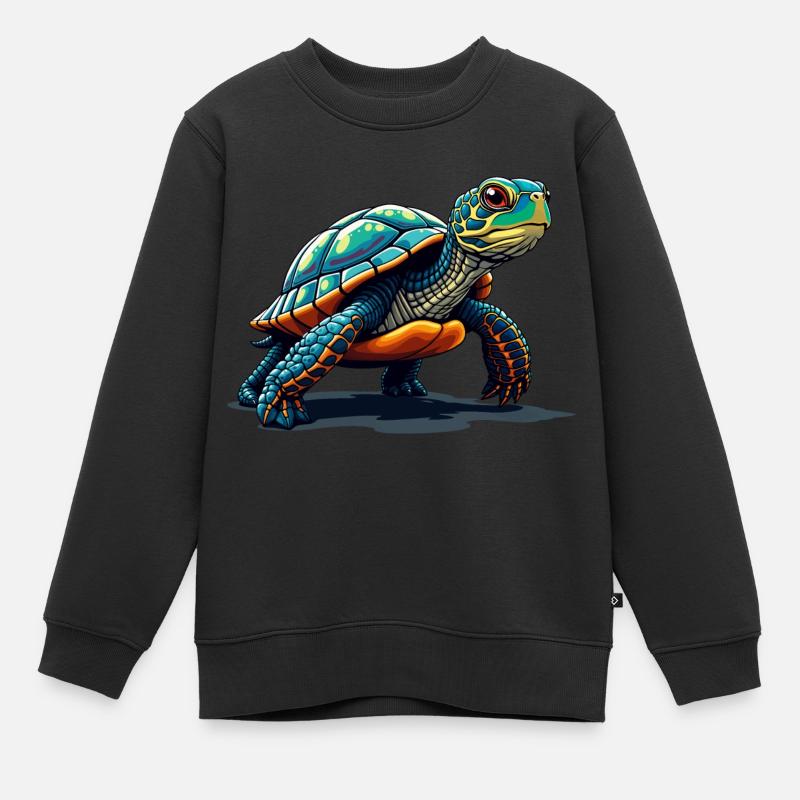 SCHILDKRÖTE - Kinder Premium Organic Sweatshirt - Schwarz