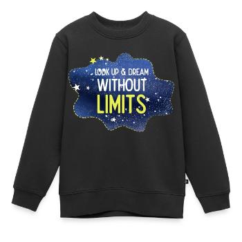 Schauen Sie nach oben und träumen Sie ohne Grenzen - Kinder Premium Organic Sweatshirt - Schwarz - Vorne - AI Model Kid Female (0cm)