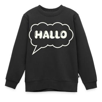 Bulle de dialogue Bonjour - Sweat Premium enfant bio - noir - Devant - AI Model Kid Female (0cm)
