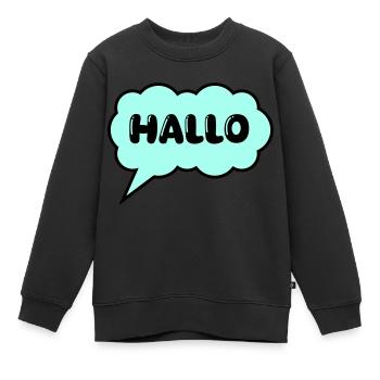 Bulle de dialogue Bonjour - Sweat Premium enfant bio - noir - Devant - AI Model Kid Female (0cm)