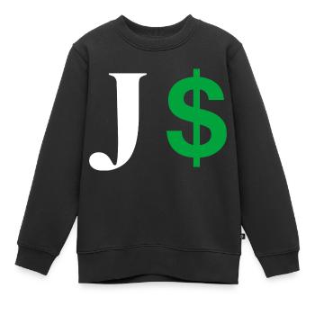 Lettre j dollar - Sweat Premium enfant bio - noir - Devant - AI Model Kid Female (0cm)