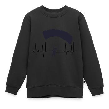 Fallschirmspringen Gleitschirm kardiogramm - Kinder Premium Organic Sweatshirt - Schwarz - Vorne - AI Model Kid Female (0cm)