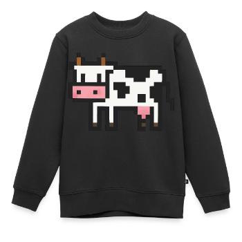 Kuh Pixel - Sweat Premium enfant bio - noir - Devant - AI Model Kid Female (0cm)