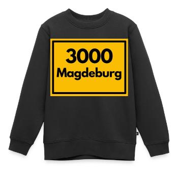 Place sign - then retro old zip code 3000 Magdeburg - Kids Premium Organic Sweatshirt - black - Front - AI Model Kid Female (0cm)