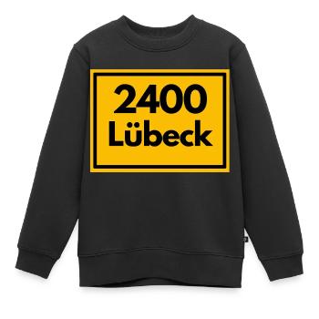 Ortsschild - damals Retro alte PLZ 2400 LÜBECK - Kinder Premium Organic Sweatshirt - Schwarz - Vorne - AI Model Kid Female (0cm)