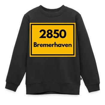 Ortsschild - damals alte PLZ 2850 BREMERHAVEN - Kinder Premium Organic Sweatshirt - Schwarz - Vorne - AI Model Kid Female (0cm)