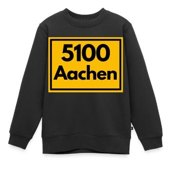 Ortsschild - damals Retro alte PLZ 5100 AACHEN - Kinder Premium Organic Sweatshirt - Schwarz - Vorne - AI Model Kid Female (0cm)