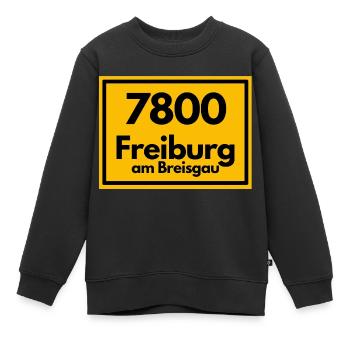 Ortsschild - damals Retro alte PLZ 7800 FREIBURG - Kinder Premium Organic Sweatshirt - Schwarz - Vorne - AI Model Kid Female (0cm)