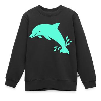 Delphin - Kinder Premium Organic Sweatshirt - Schwarz - Vorne - AI Model Kid Female (0cm)
