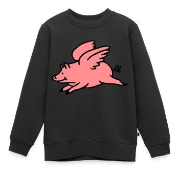 Fliegendes Schwein - Kinder Premium Organic Sweatshirt - Schwarz - Vorne - AI Model Kid Female (0cm)