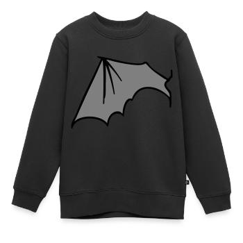 batwing_left_grey - Sweat Premium enfant bio - noir - Devant - AI Model Kid Female (0cm)