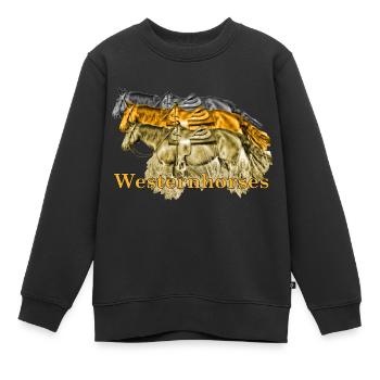 Westernhorses - Kinder Premium Organic Sweatshirt - Schwarz - Vorne - AI Model Kid Female (0cm)