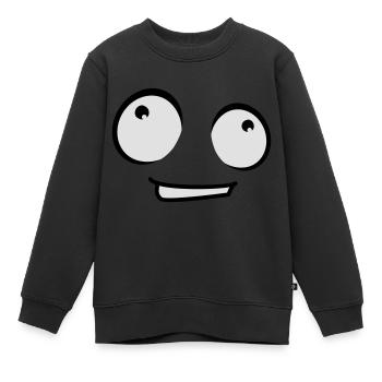 Giggling Comic Cartoon Face Naughty Smile - Sweat Premium enfant bio - noir - Devant - AI Model Kid Female (0cm)