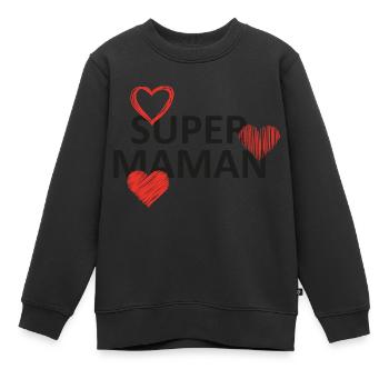 super maman - Sweat Premium enfant bio - noir - Devant - AI Model Kid Female (0cm)