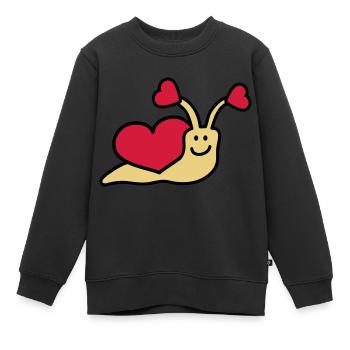 love_snail_3c - Sweat Premium enfant bio - noir - Devant - AI Model Kid Female (0cm)