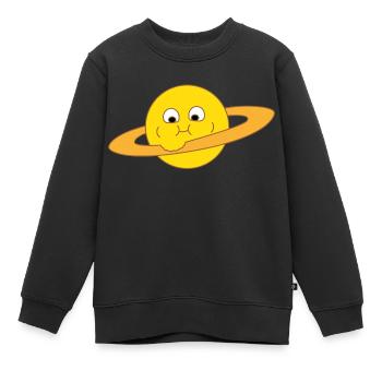 Dicker Saturn - Kinder Premium Organic Sweatshirt - Schwarz - Vorne - AI Model Kid Female (0cm)