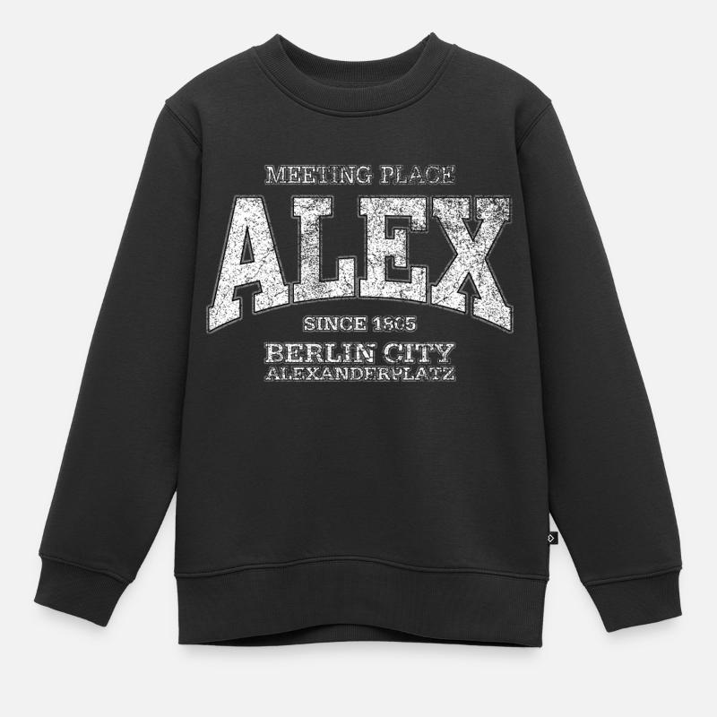 Alex Berlin Alexanderplatz (extrême blanc ancien) - Sweat Premium enfant bio - noir