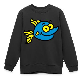 lustiger Fisch - Kinder Premium Organic Sweatshirt - Schwarz - Vorne - AI Model Kid Female (0cm)