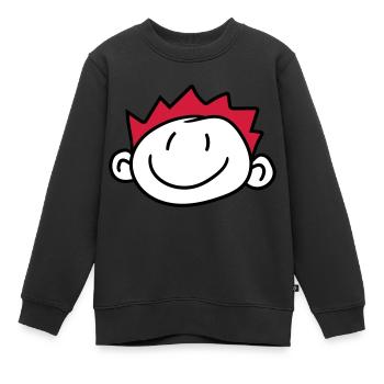 visage tête enfant peint gribouillage bande dessin animé june - Sweat Premium enfant bio - noir - Devant - AI Model Kid Female (0cm)