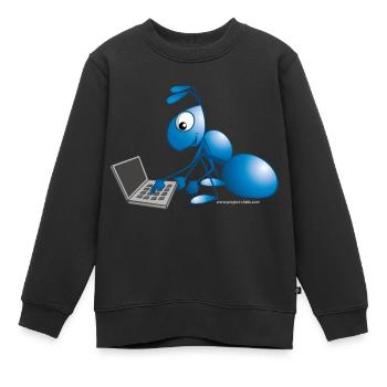 Ameise mit Laptop - Kinder Premium Organic Sweatshirt - Schwarz - Vorne - AI Model Kid Female (0cm)