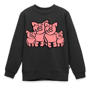 Pig Family - Kinder Premium Organic Sweatshirt - Schwarz - Vorne - AI Model Kid Female (0cm)