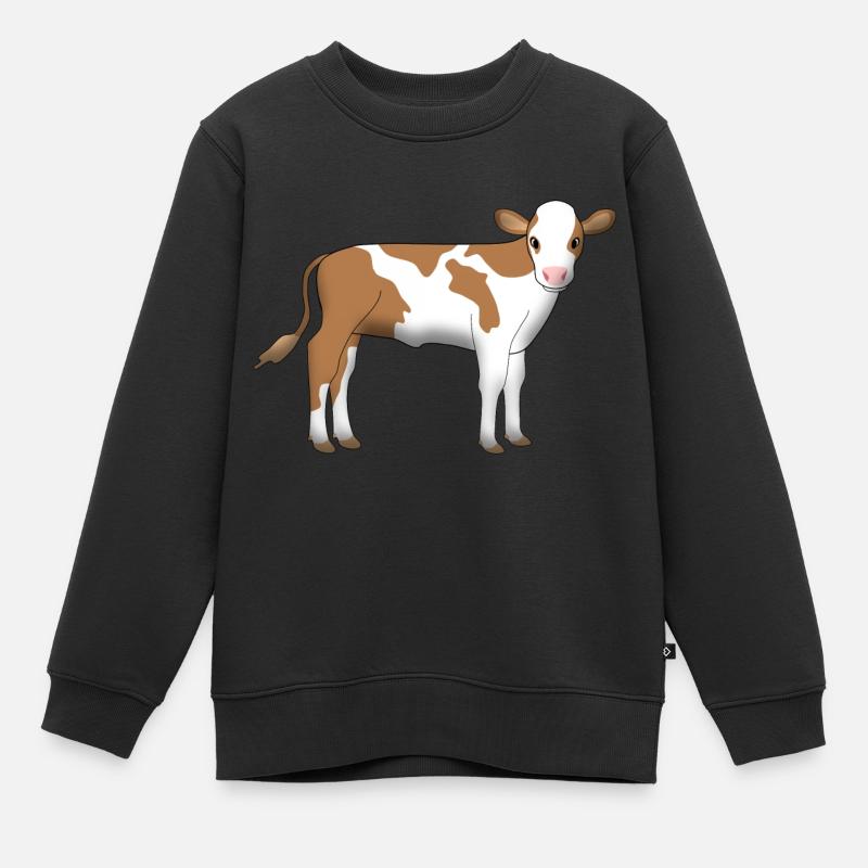 Kalb Fleckvieh - Kinder Premium Organic Sweatshirt - Schwarz