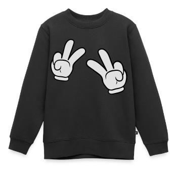Comic Hands Peace Sign - Kinder Premium Organic Sweatshirt - Schwarz - Vorne - AI Model Kid Female (0cm)