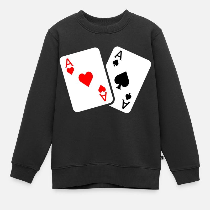 Jeu de cartes avec deux as - Sweat Premium enfant bio - noir