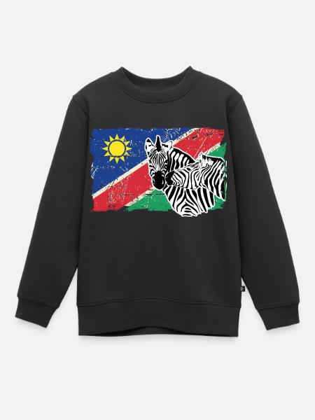 Namibia Flag - Zebra - Kinder Premium Organic Sweatshirt - Schwarz