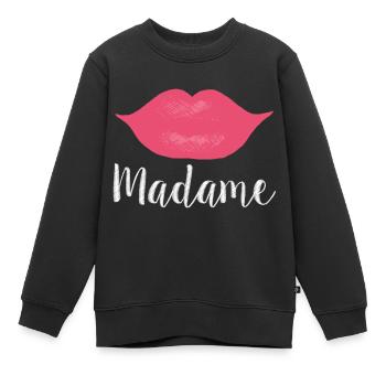Madame Lips Big white - Kinder Premium Organic Sweatshirt - Schwarz - Vorne - AI Model Kid Female (0cm)
