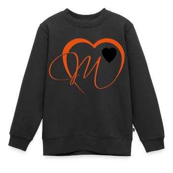Coeur Saint Valentin avec la lettre M - Sweat Premium enfant bio - noir - Devant - AI Model Kid Female (0cm)