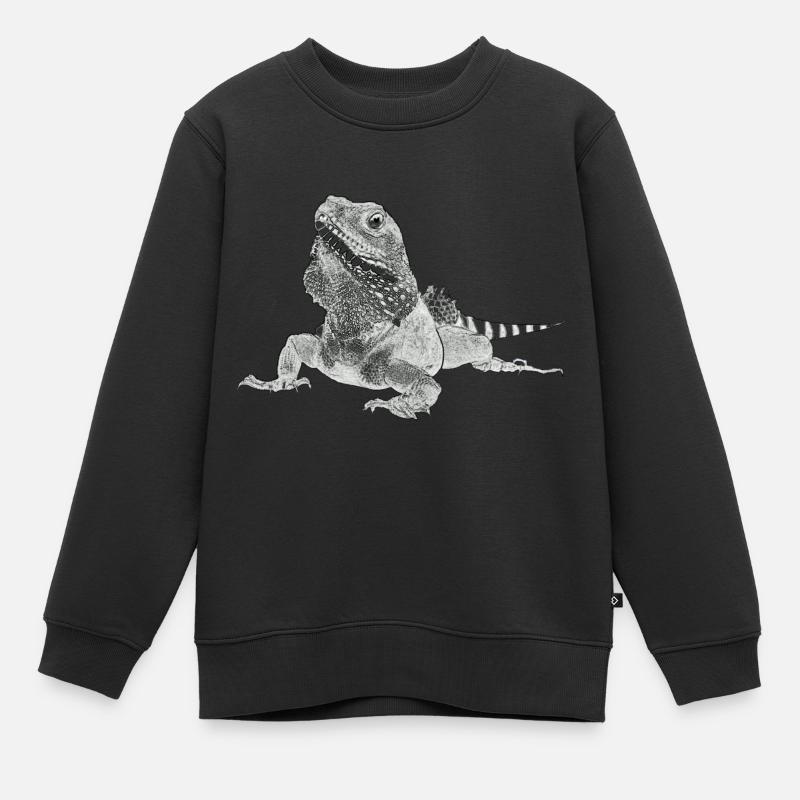 Lézard - Sweat Premium enfant bio - noir