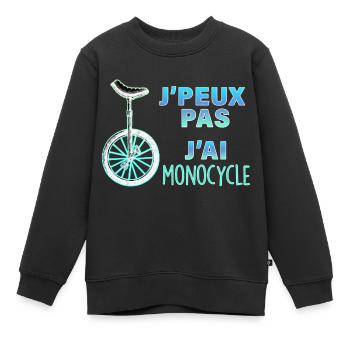 Je peux pas j'ai monocycle - Sweat Premium enfant bio - noir - Devant - AI Model Kid Female (0cm)