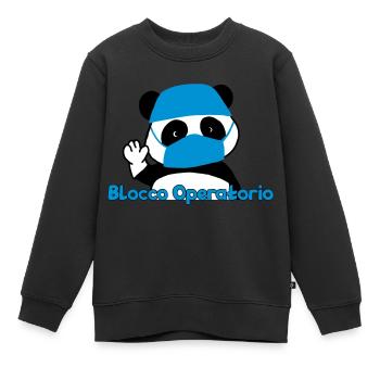 Panda Operating Block - Kids Premium Organic Sweatshirt - black - Front - AI Model Kid Female (0cm)