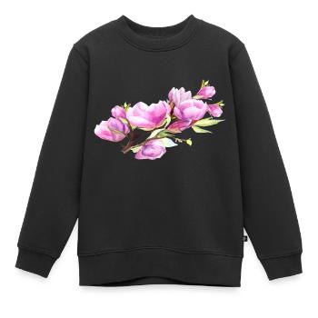 Magnolia Printemps Fleur Été - Sweat Premium enfant bio - noir - Devant - AI Model Kid Female (0cm)