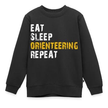 manger sommeil Course d’orientation - Sweat Premium enfant bio - noir - Devant - AI Model Kid Female (0cm)