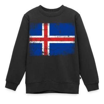 Island Flagge Iceland Isländer - Kinder Premium Organic Sweatshirt - Schwarz - Vorne - AI Model Kid Female (0cm)
